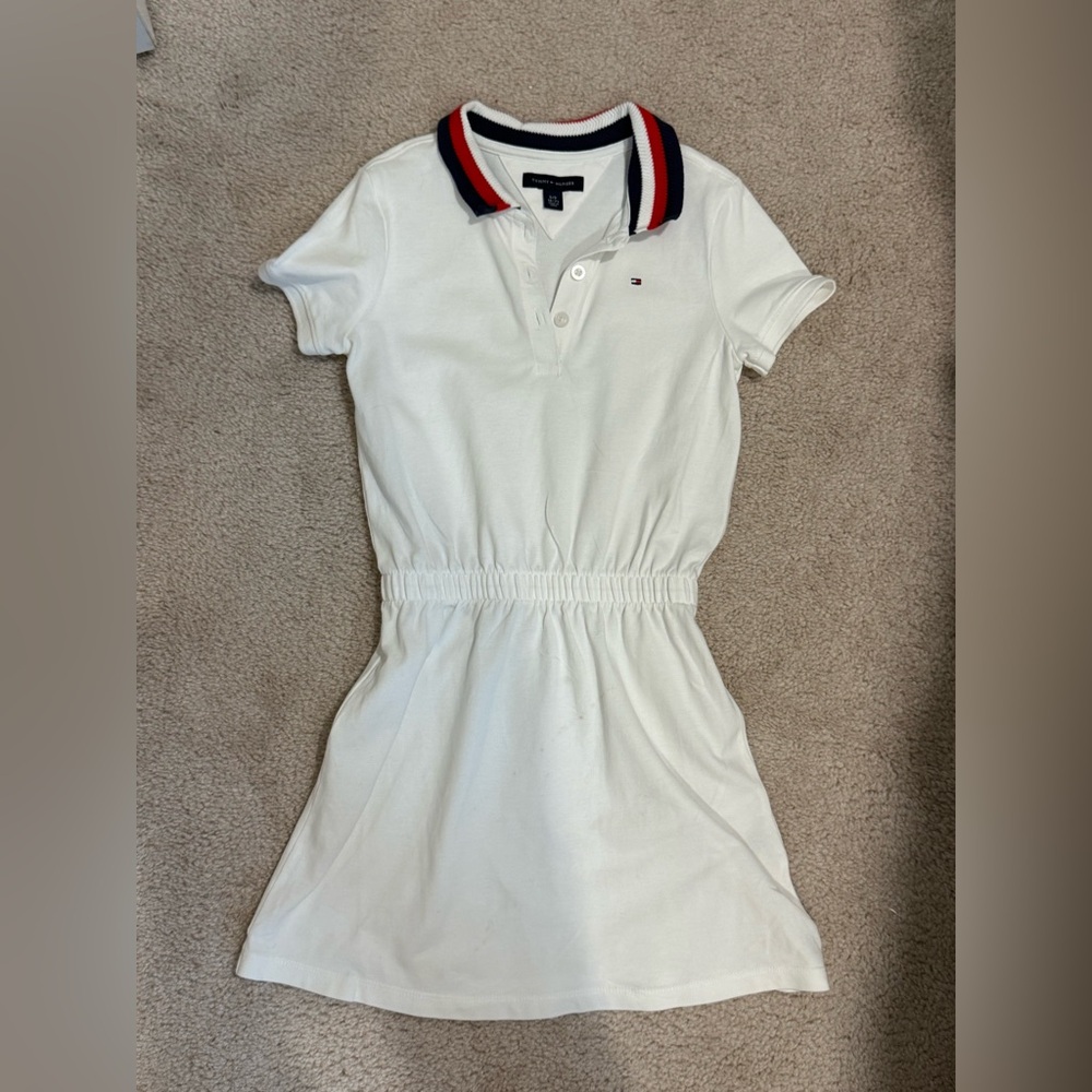 Tommy Hilfiger Girls Polo Dress | Size 6/7 | White | Classic